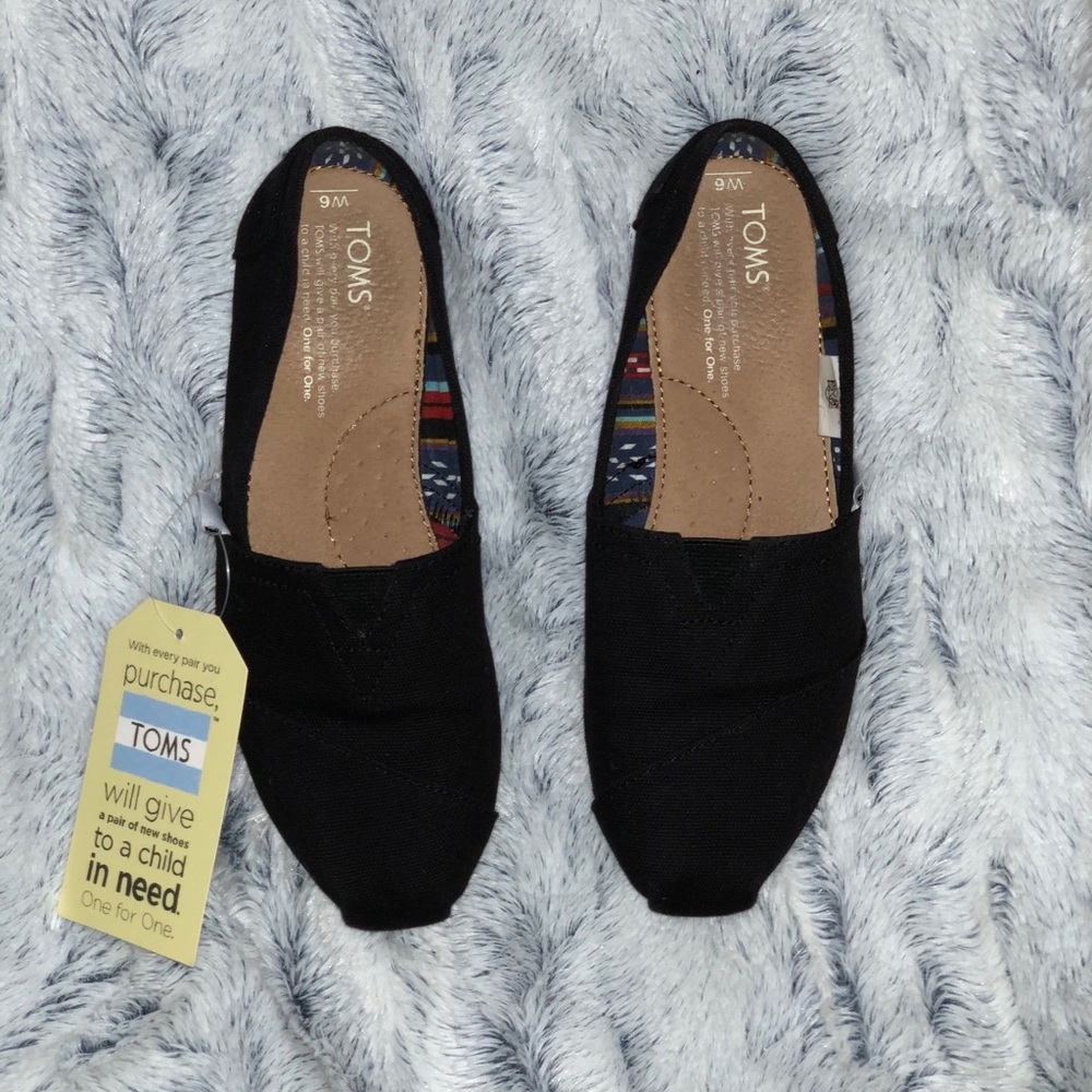 Womens TOMS Classic Slip Ons - Black